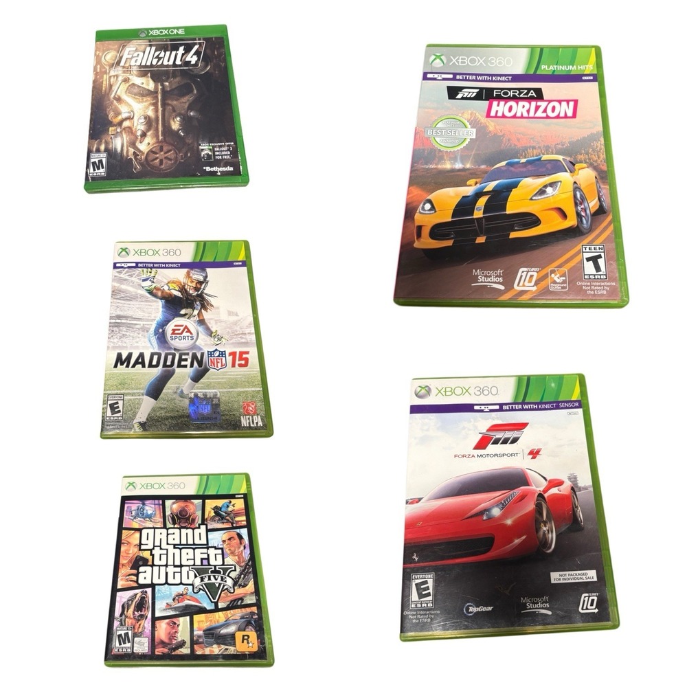 XBOX 360 Video Game Lot, Madden Forza Grand Theft Auto Fallout,‎ See Description